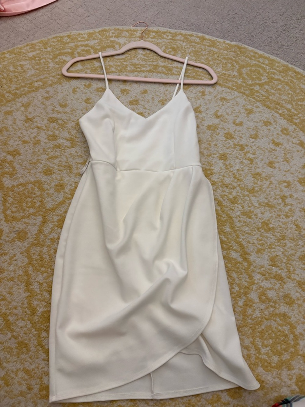 Lulu's Cream Wrap-Overlay Midi Dress